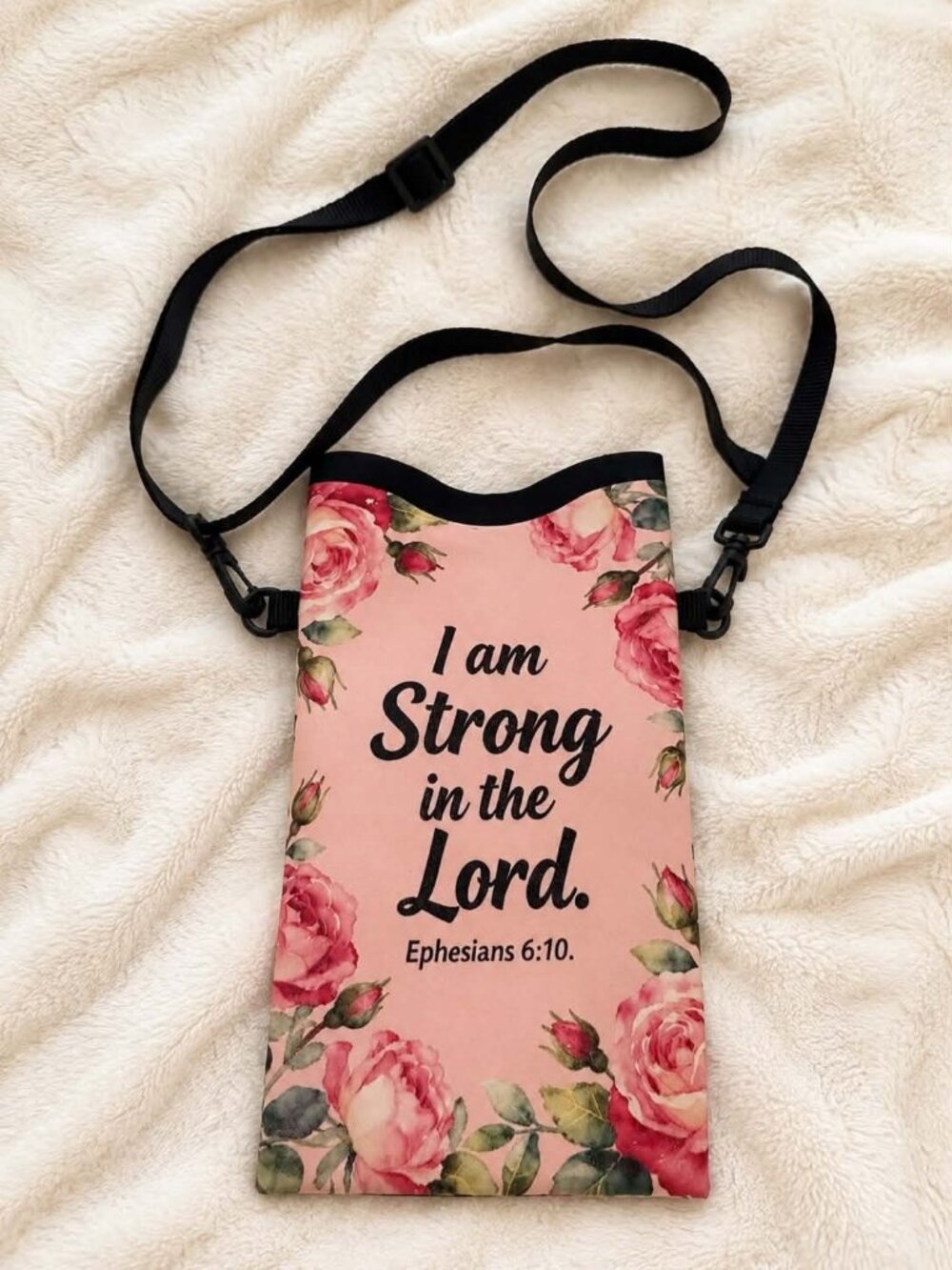 Pink Floral Christian Crossbody Phone Bag